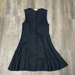 Women’s Black Pleated Button Up Vest Midi Dress - size M (can fit small)